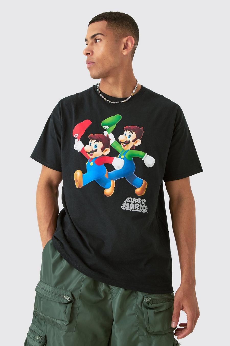 Black Loose Super Mario License T-shirt