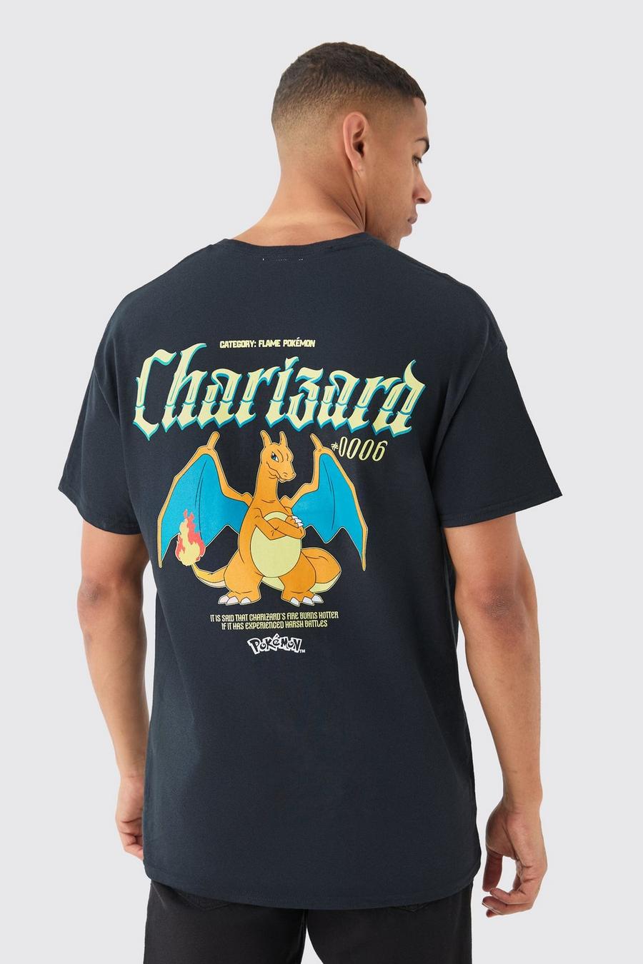 Camiseta oversize con estampado de Pokemon Charizard, Black