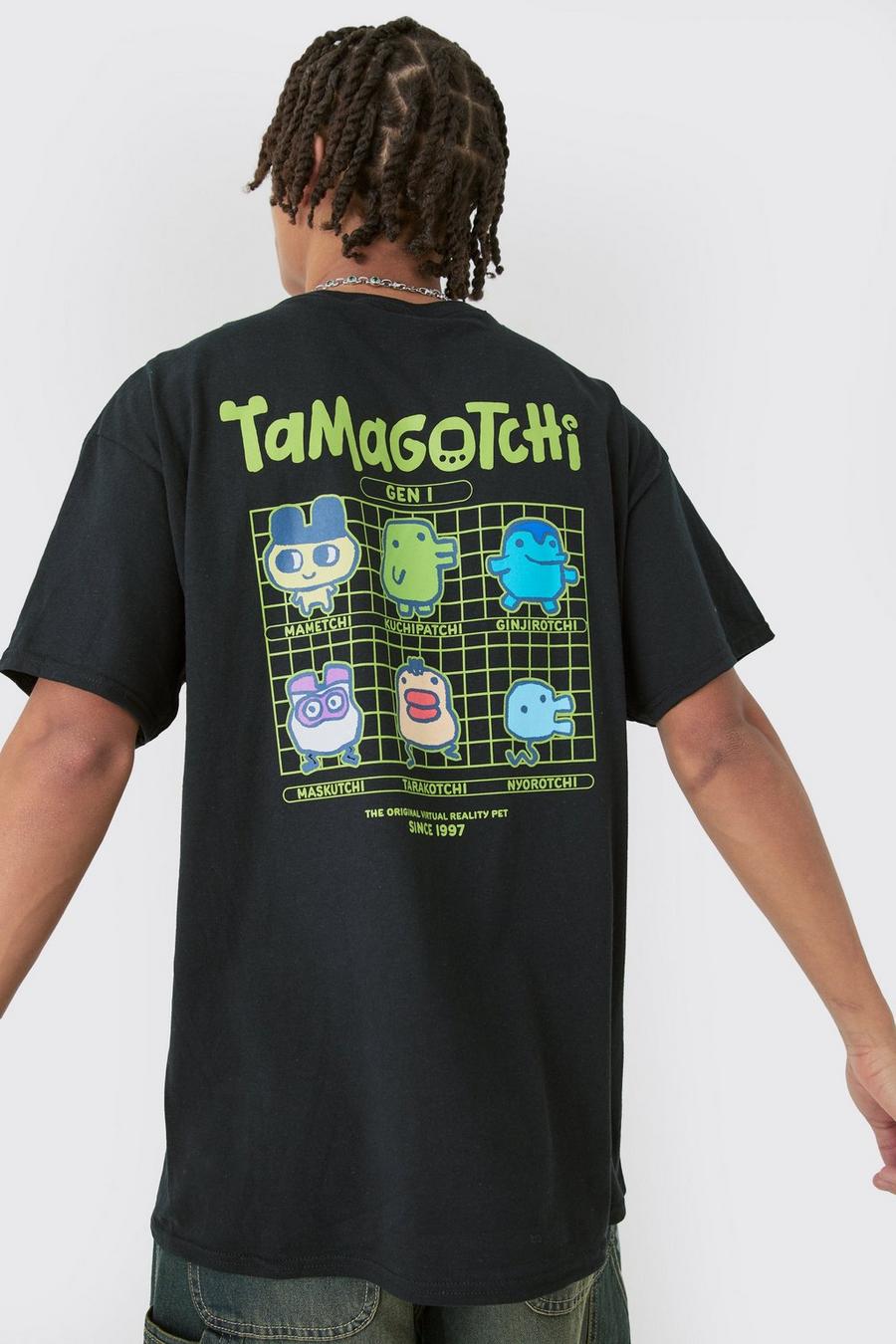 Oversize T-Shirt mit lizenziertem Tamagotchi Gaming Print, Black