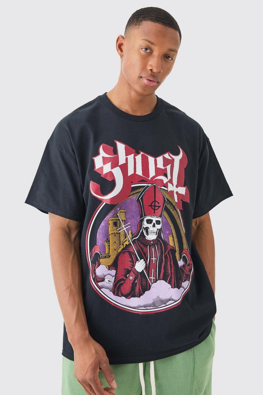 Black Oversized Ghost Band License T-shirt