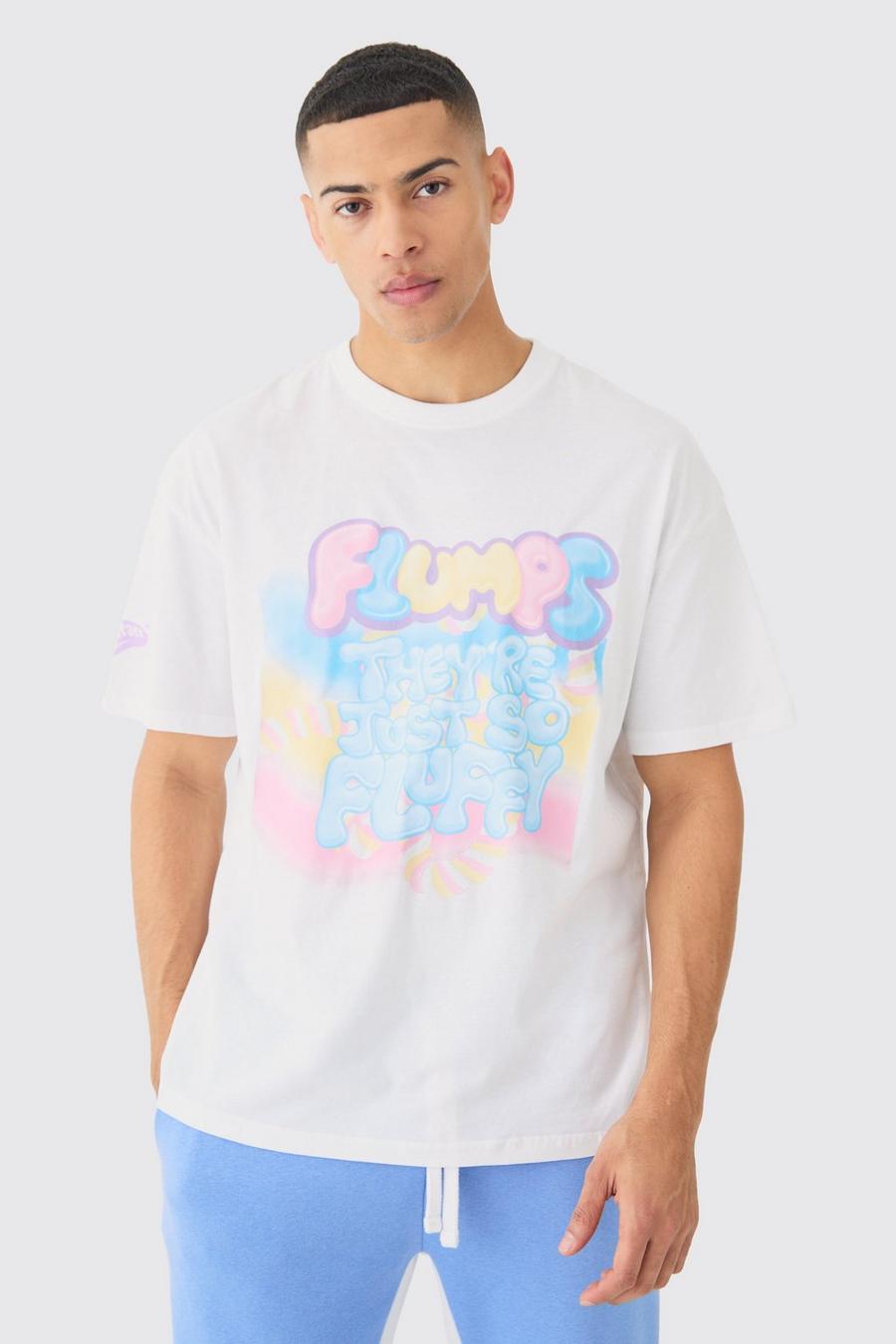 Oversize T-Shirt mit lizenziertem Flumps Sweets Print, White