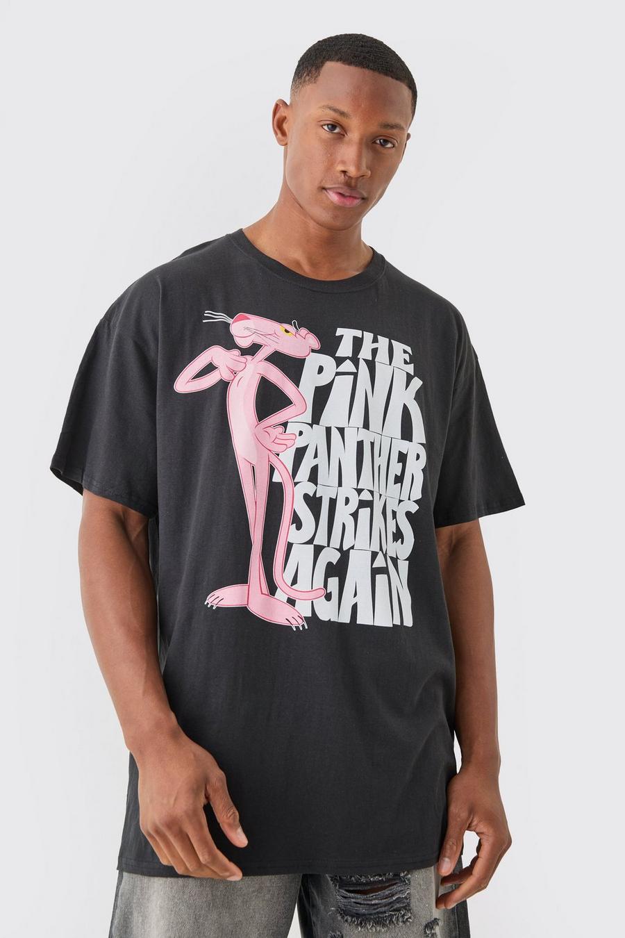 T-shirt oversize à imprimé Panthère rose, Black