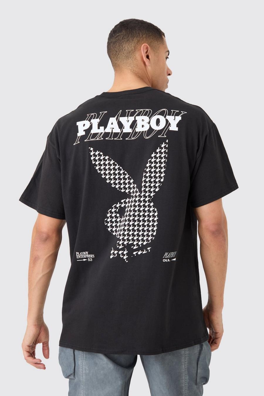 Camiseta oversize con estampado de Playboy, Black image number 1