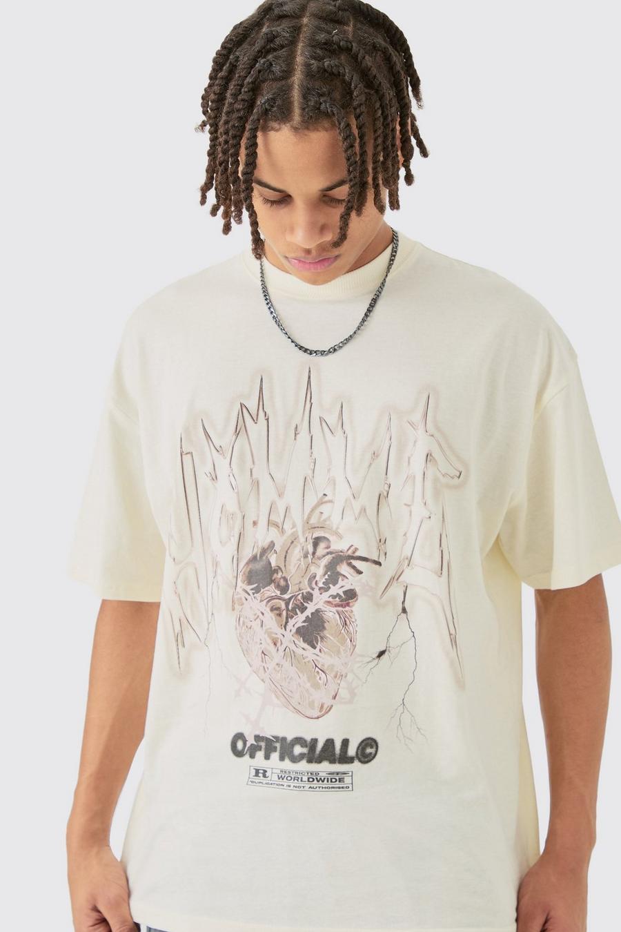 Ecru Oversized Gothic Homme T-shirt