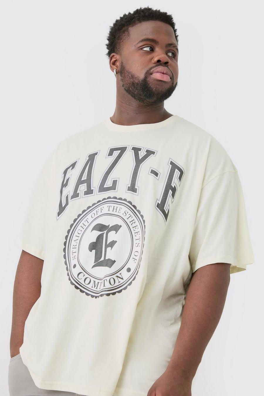 Camiseta Plus oversize con estampado Eazy-E en color crudo, Ecru image number 1