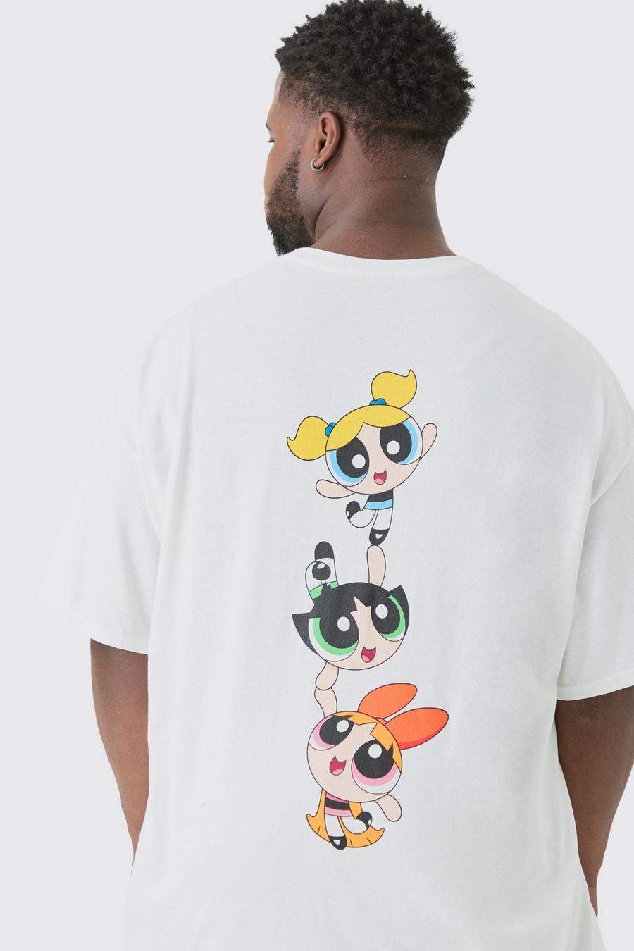 Plus Oversize T-Shirt mit lizenziertem Powerpuff Girls Print, White