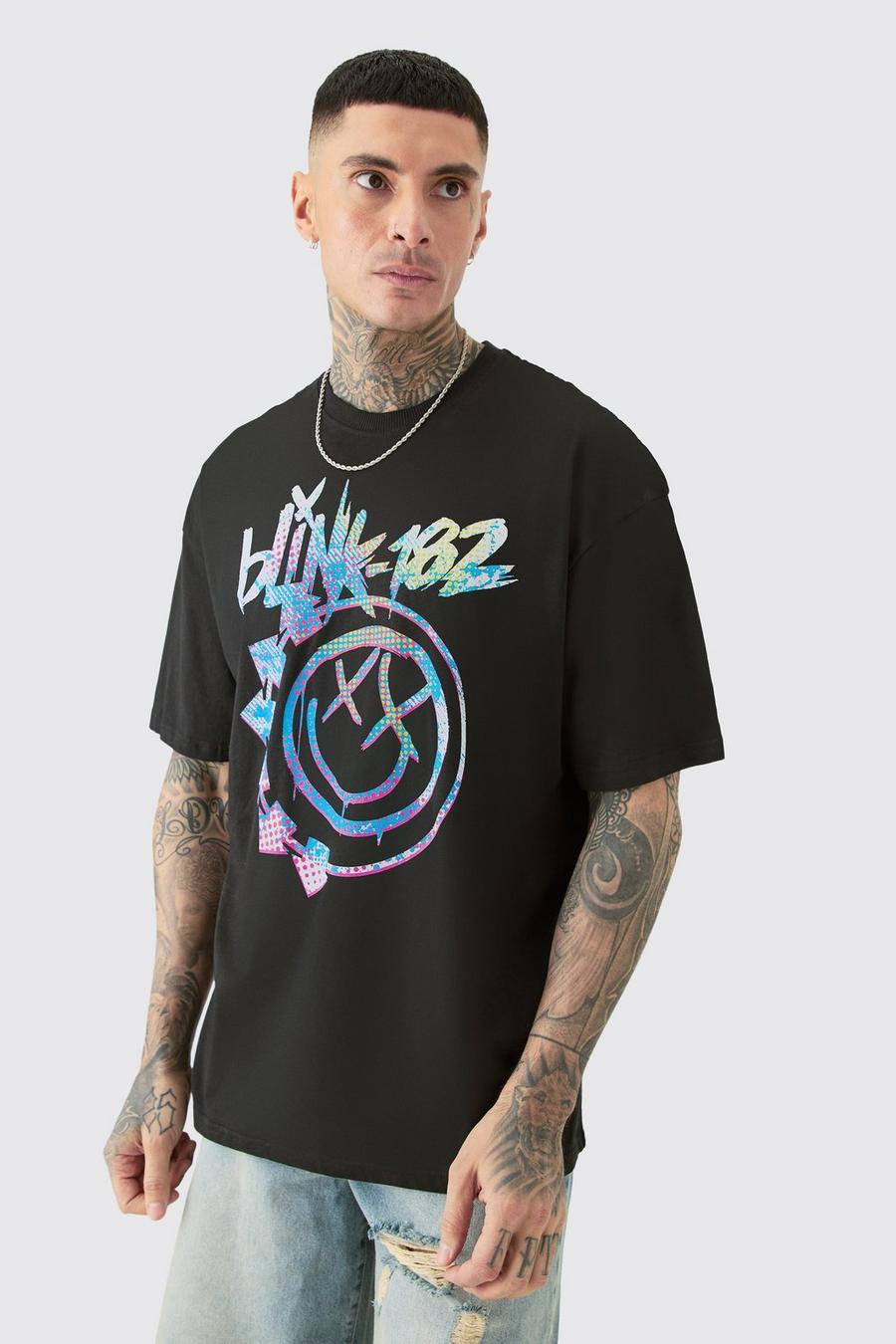 Camiseta Tall oversize negra con estampado de Blink 182, Black image number 1