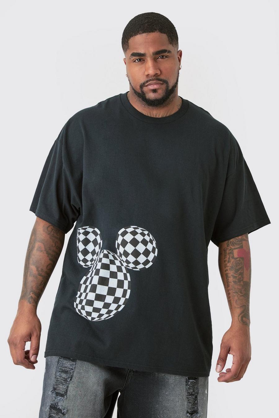 Grande taille - T-shirt oversize à imprimé Mickey Mouse, Black