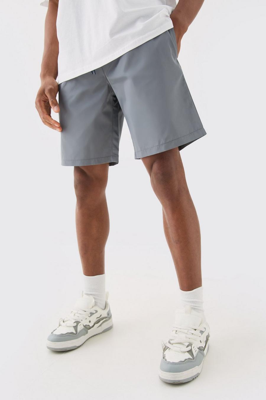 Grey Elastic Waist Comfort Nylon Shorts