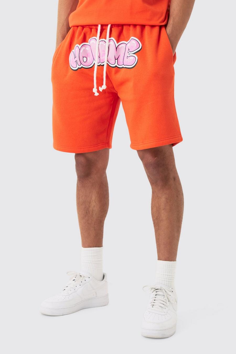 Red Baggy Jersey Homme Shorts Met Print