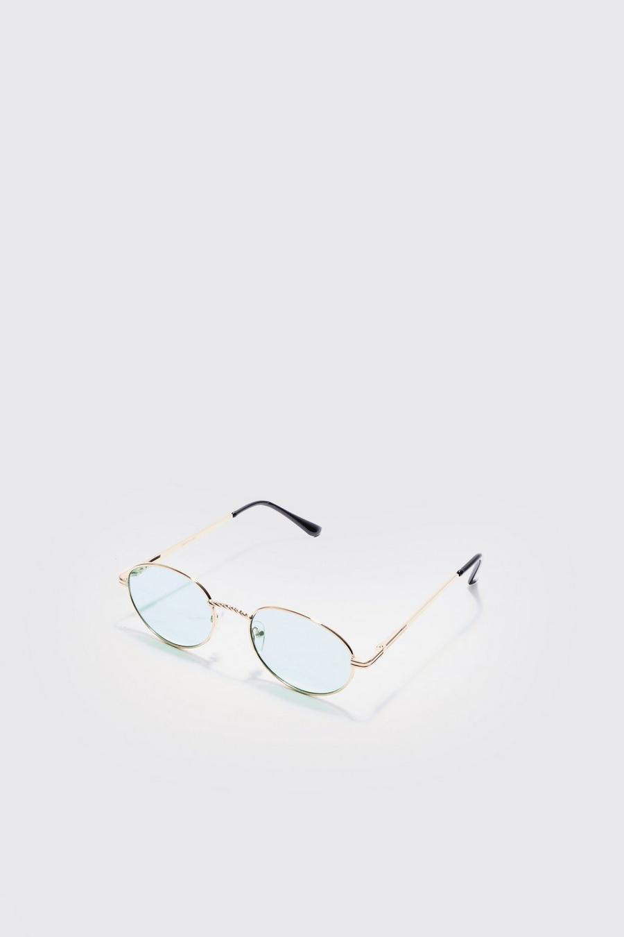 Oval Metal Frame Sunglasses In Green image number 1