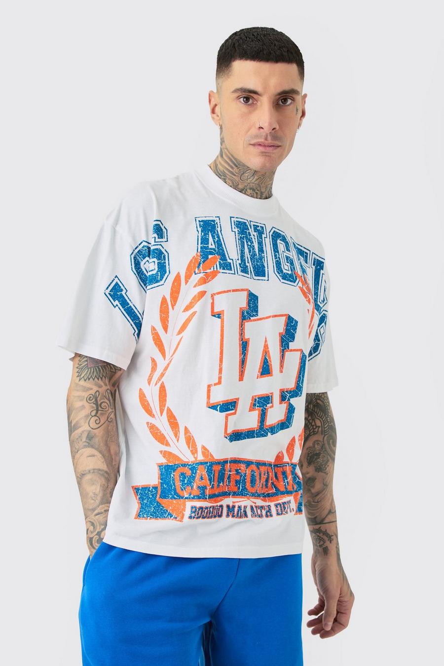 Tall Los Angeles Over The Seam Graphic T-shirt In White
