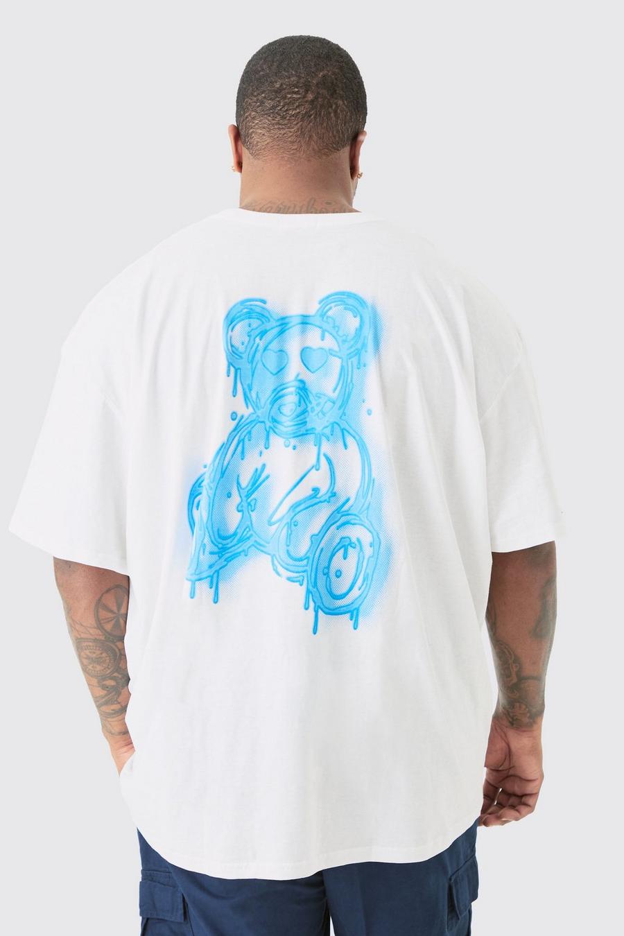 Plus Drippy Teddy Back Print Graphic T-shirt In White