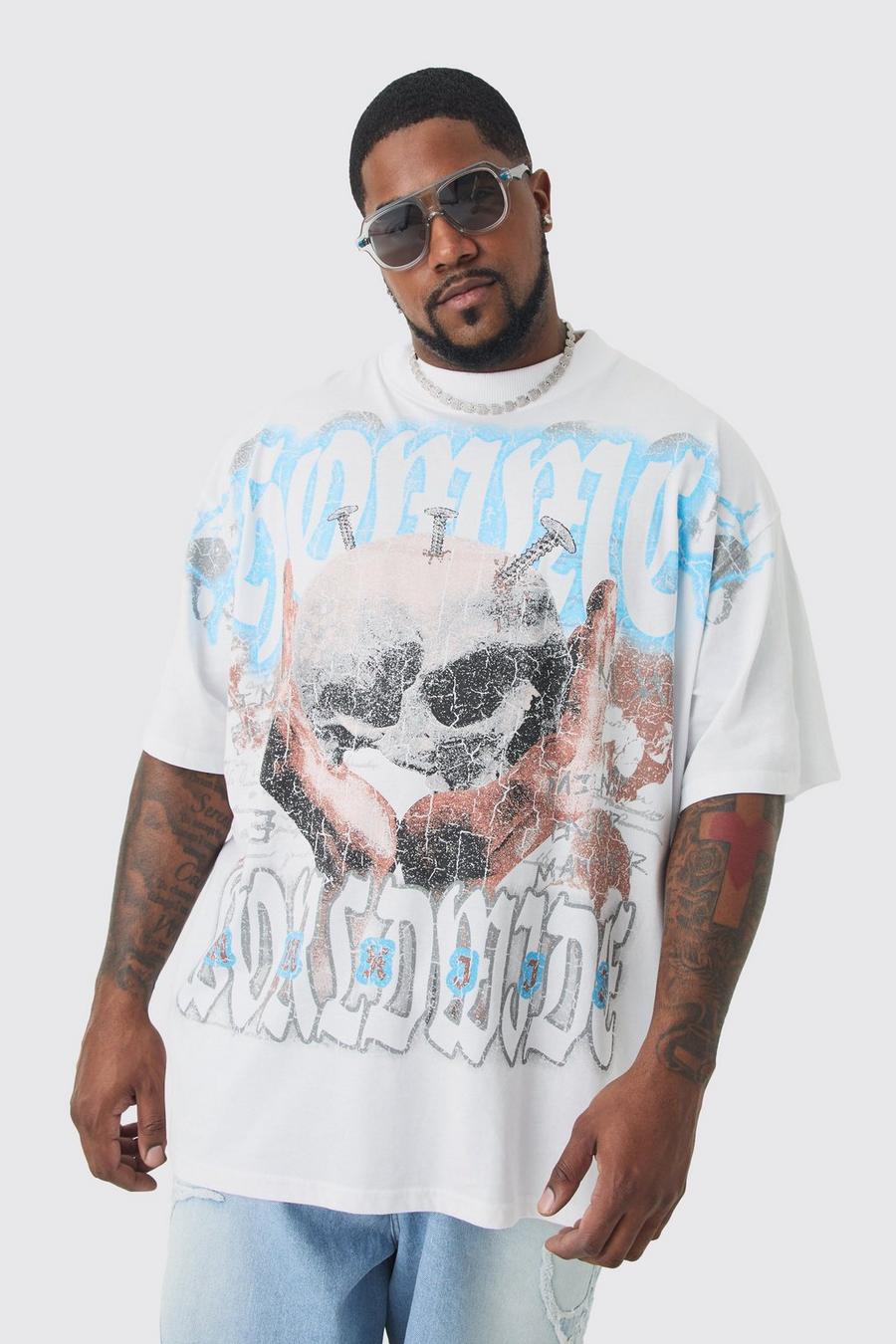 White Plus Wit Homme Over The Seam T-Shirt Met Print image number 1