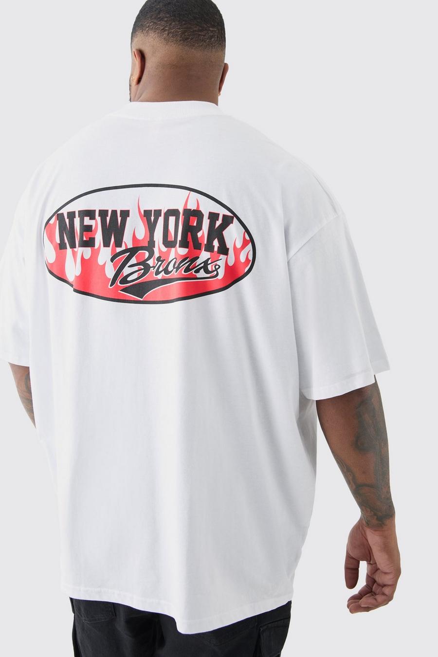 Camiseta Plus con estampado gráfico universitario en blanco, White image number 1