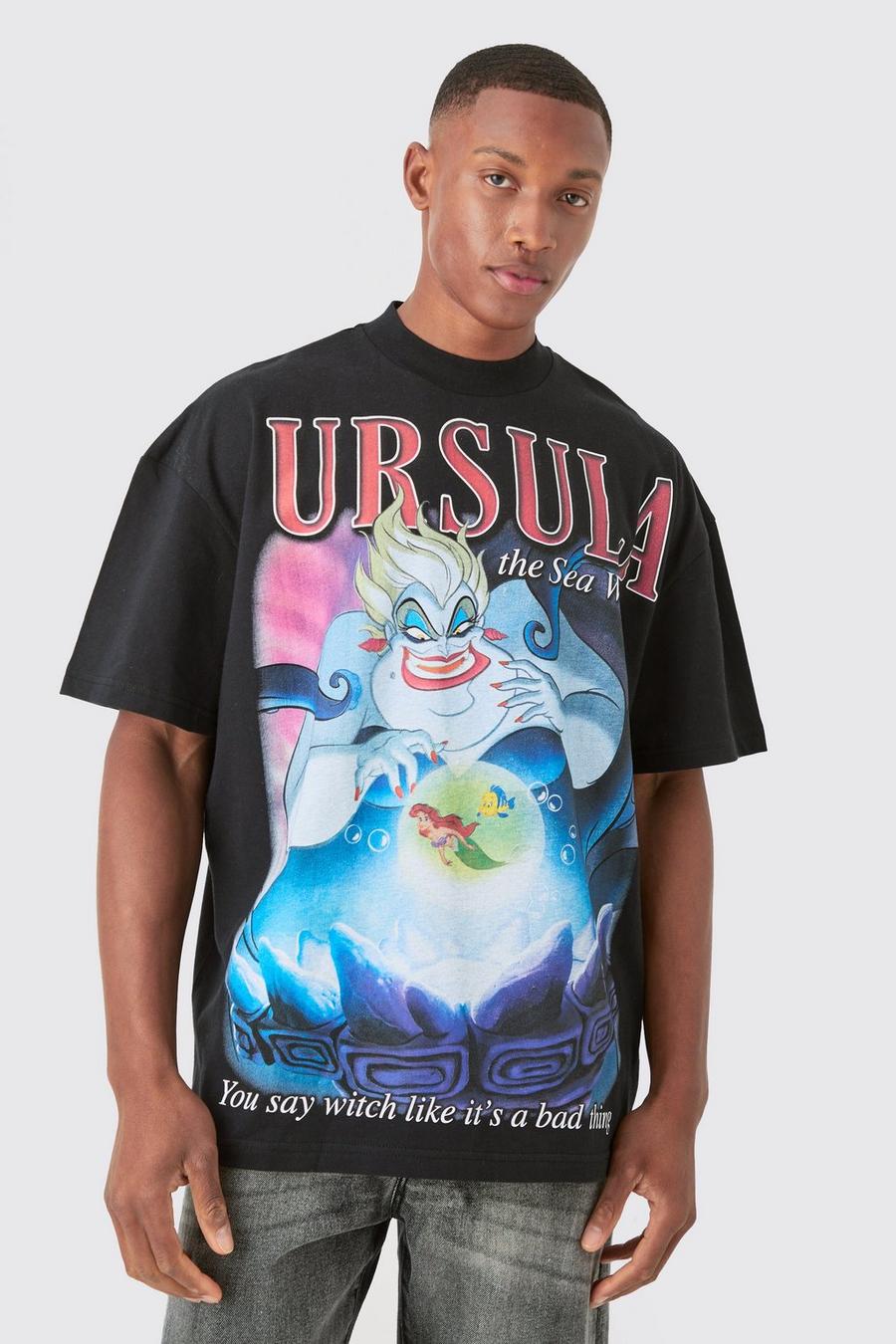 Camiseta oversize de Disney con estampado de Ursula a gran escala, Black
