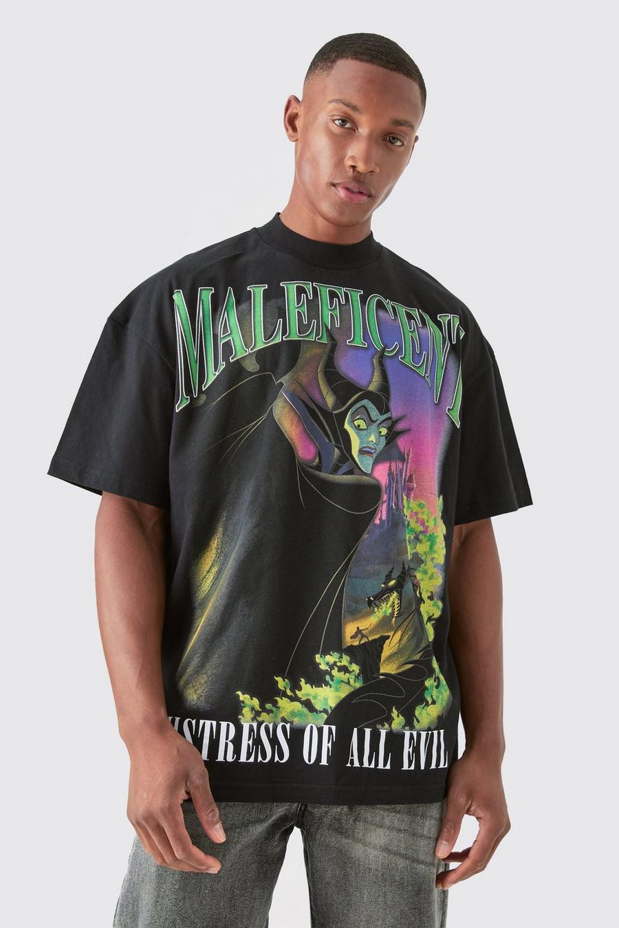 Black Oversized Disney Maleficent Large Scale License T-shirt