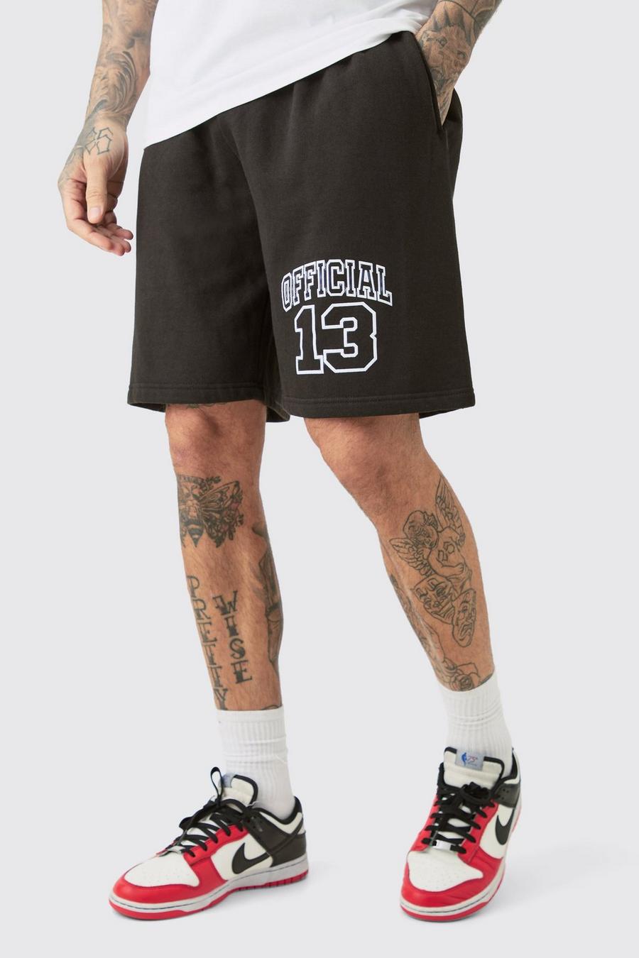Black Tall Oversized Fit Official Jersey Shorts image number 1