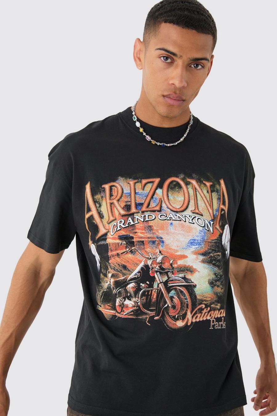 Oversize T-Shirt mit Arizona Moto-Print, Black image number 1