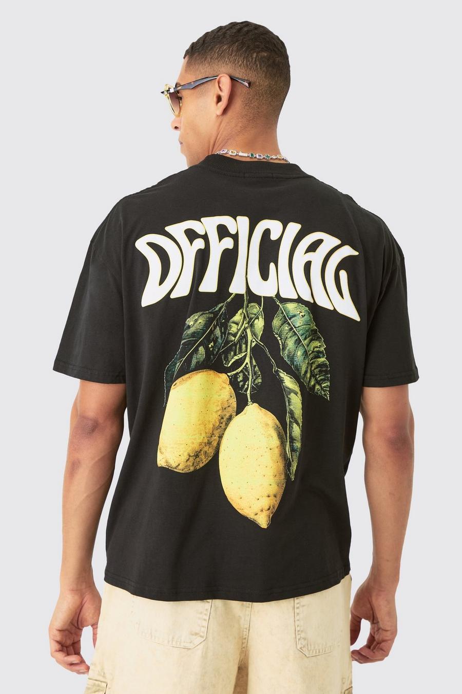 Black Official Oversize t-shirt med citronmönster image number 1