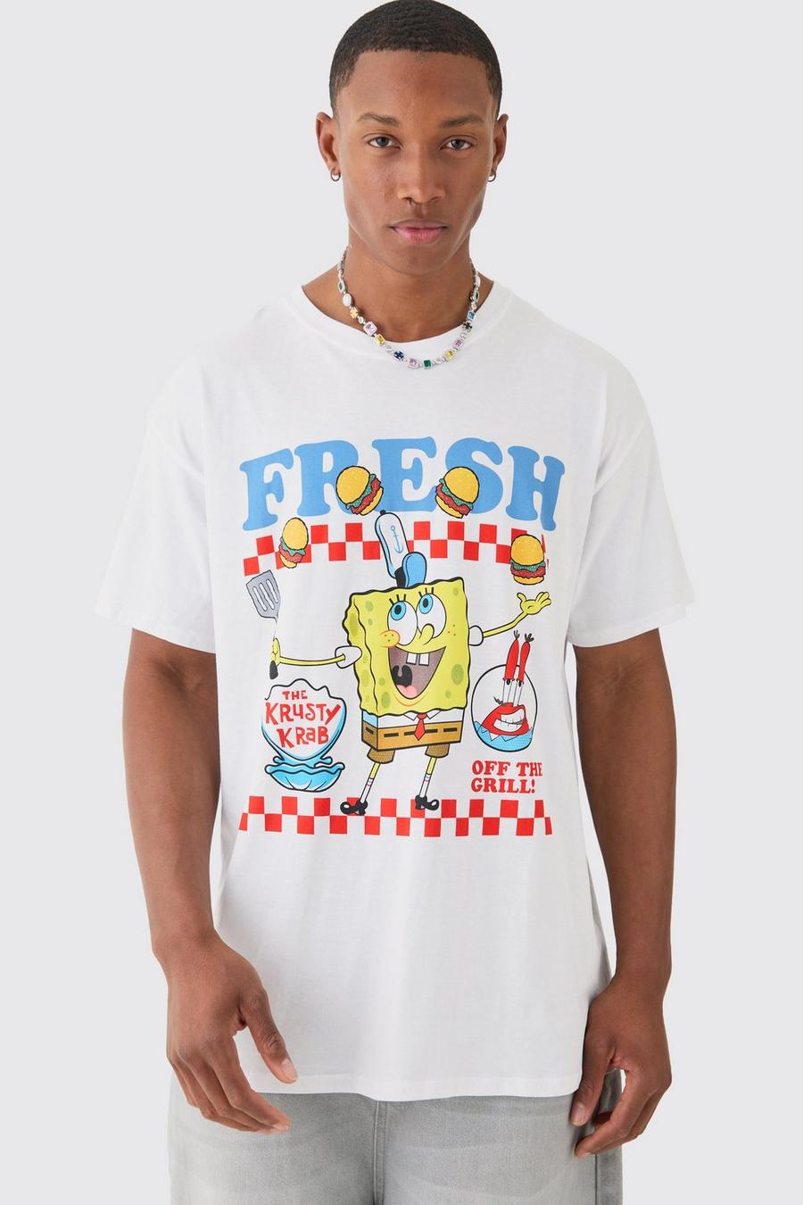 Oversize T-Shirt mit lizenziertem Spongebob Print, White