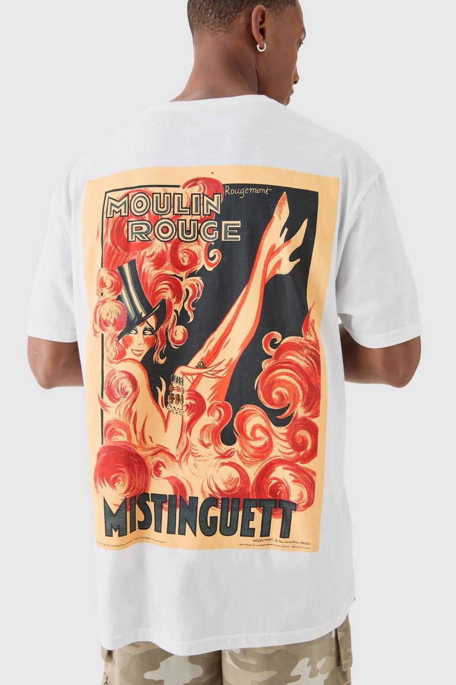 Oversize T-Shirt mit lizenziertem Moulin Rogue Print, White image number 1