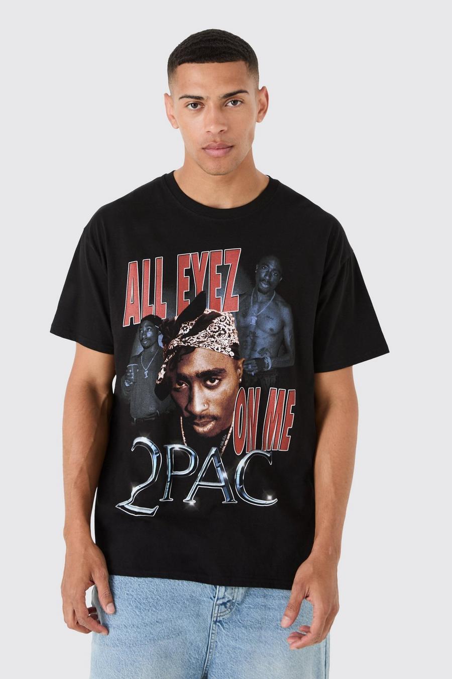 Oversize T-Shirt mit Tupac-Print, Black image number 1