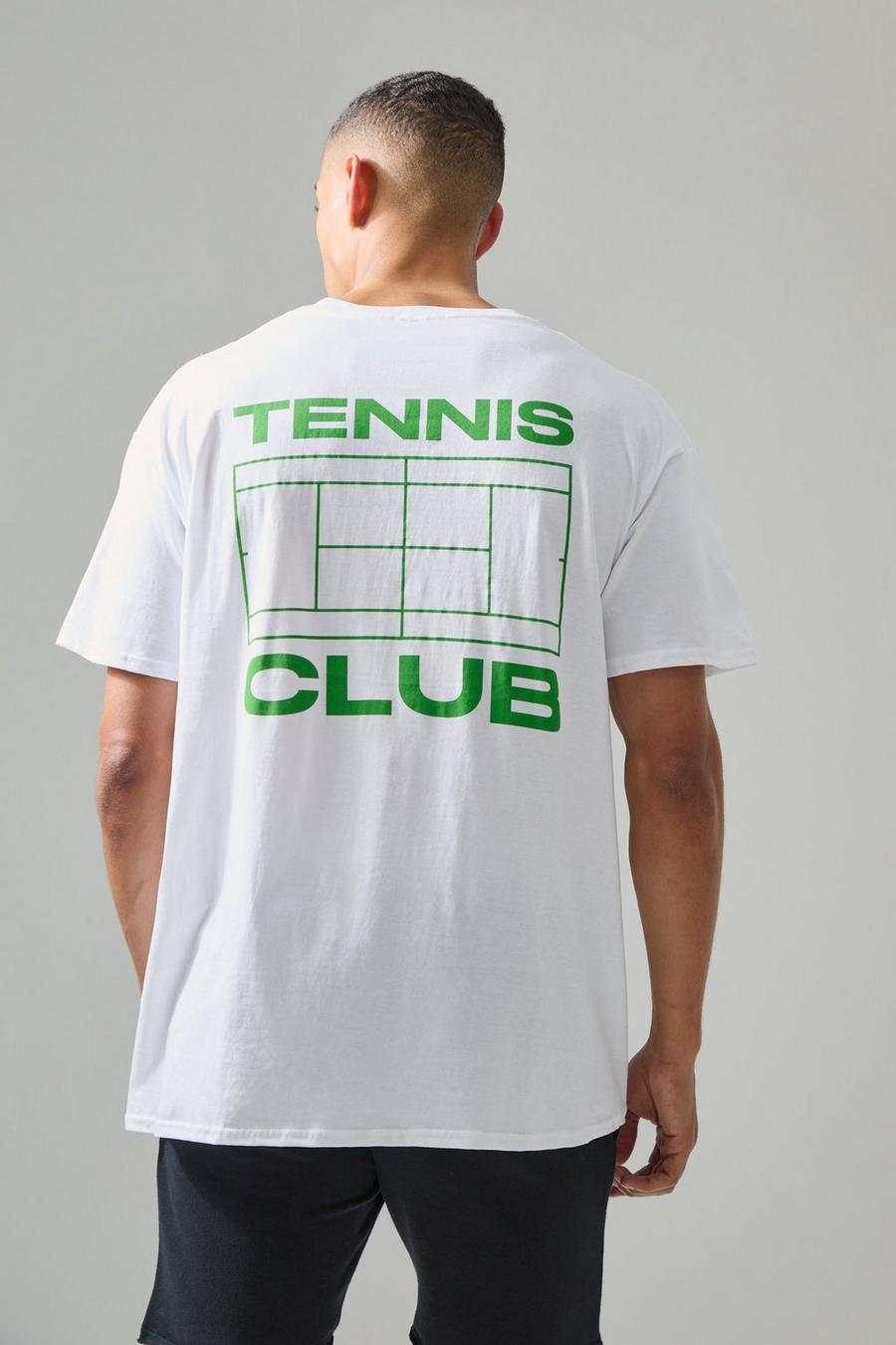 Man Active Oversize T-Shirt mit Tennis Club Print, White image number 1