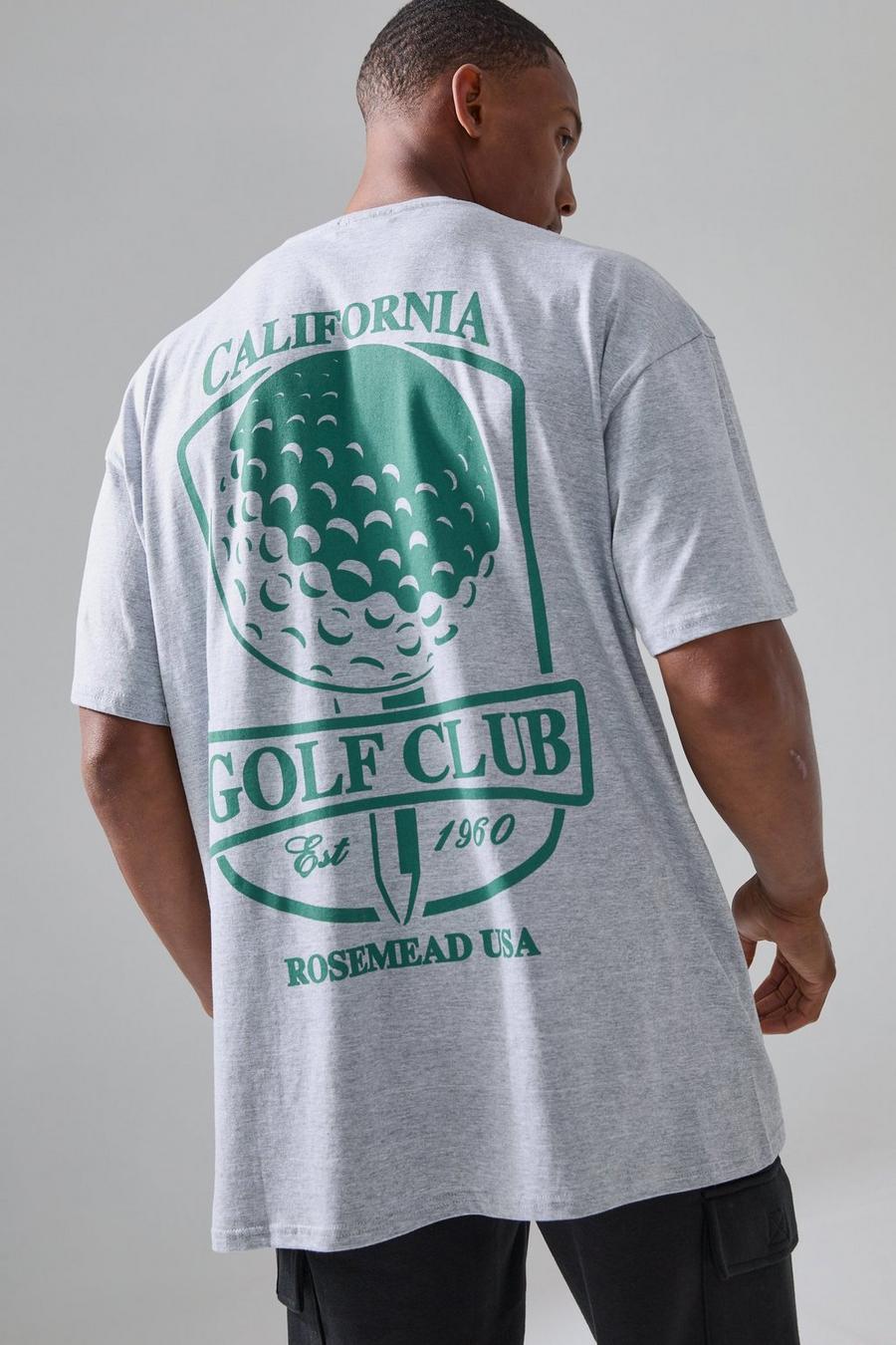 Oversize Man Active Golf Club T-Shirt, Grey marl