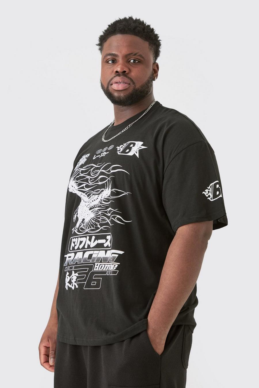Grande taille - T-shirt à imprimé aigle, Black