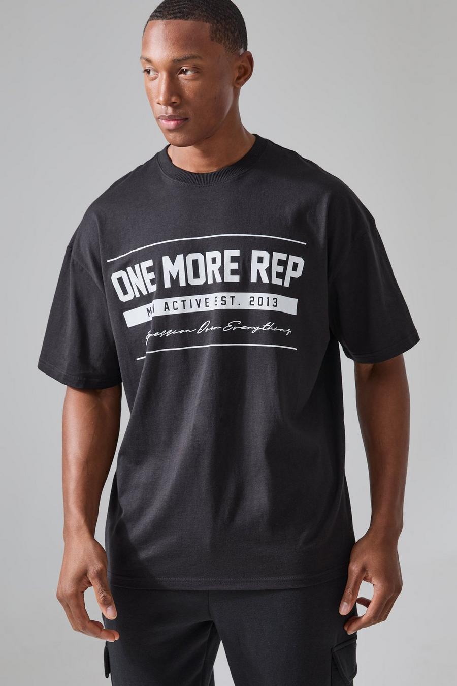 T-shirt de sport oversize à imprimé One More Rep - MAN Active, Black