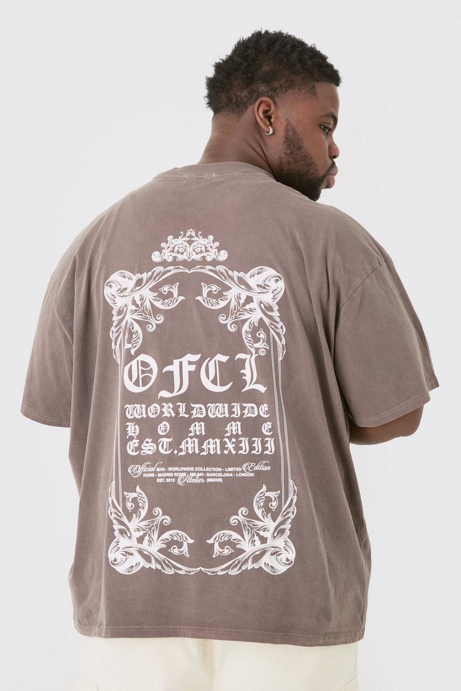 Charcoal Plus Oversize t-shirt med tvättad effekt och hög hals image number 1