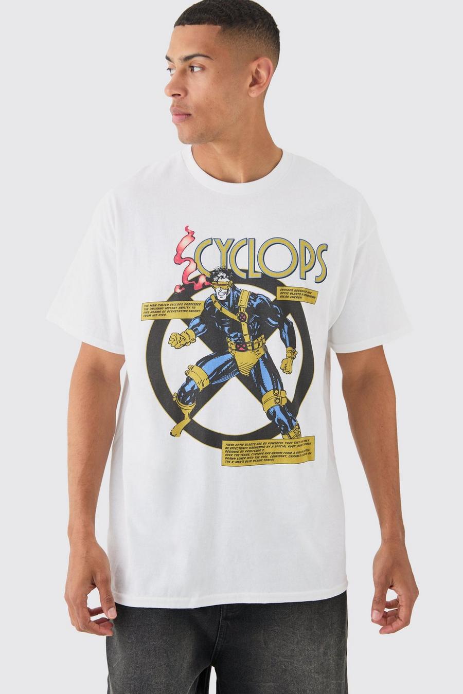 White Marvel Cyclops X Men Oversize t-shirt med tryck