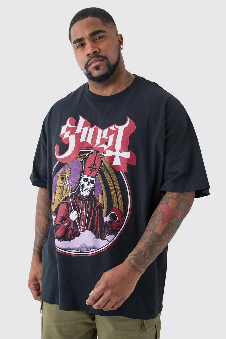 Plus Oversized Ghost Print T-shirt In Black