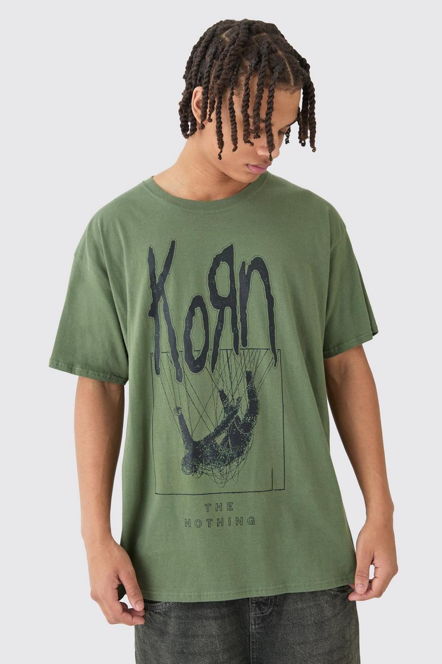 Camiseta holgada con lavado a la piedra de Korn, Taupe