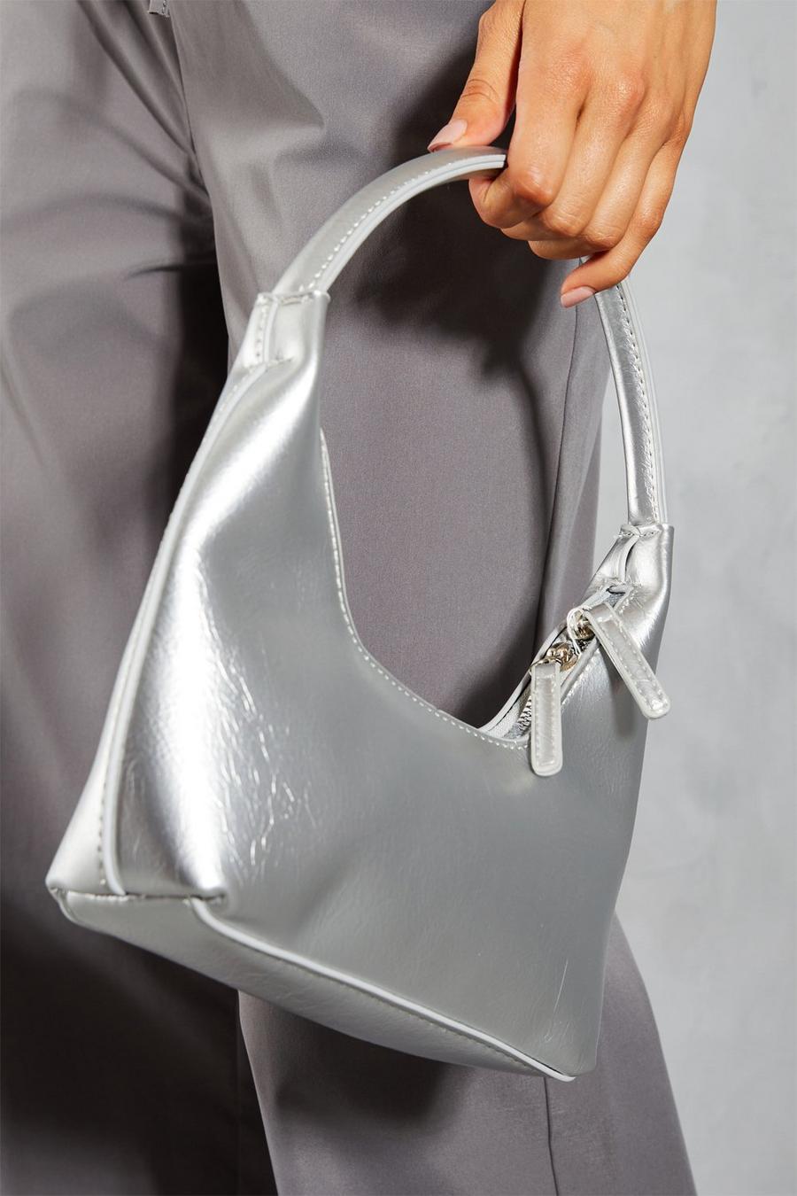 Silver Metallic Double Zip Handbag image number 1