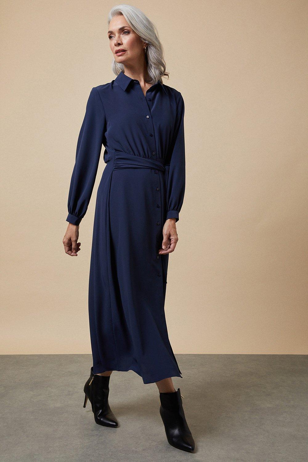 Wallis Navy Belted Shirt Dress Debenhams