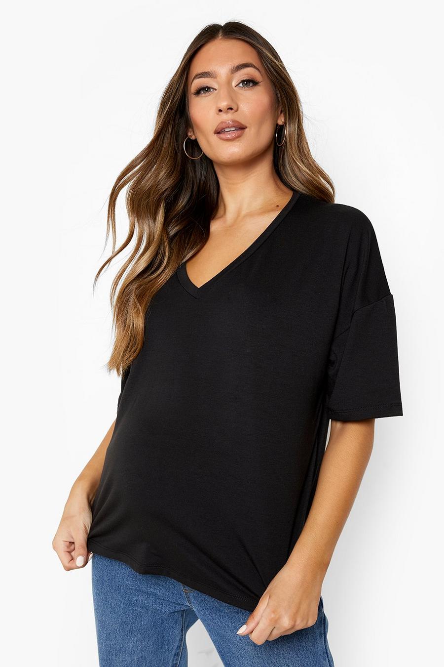 Maternité - T-shirt oversize à col V , Black