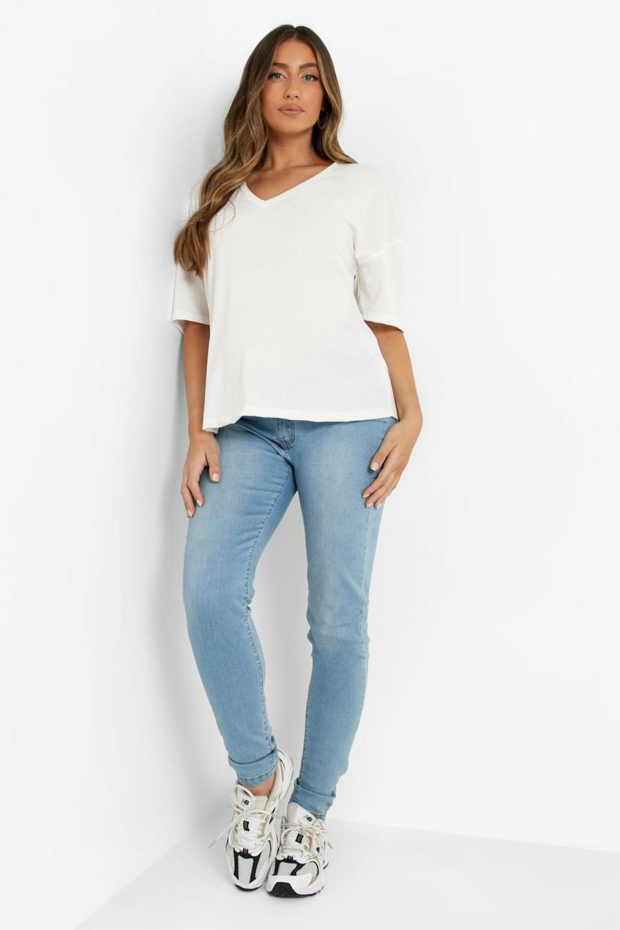 Stone Maternity V Neck Oversized T-Shirt