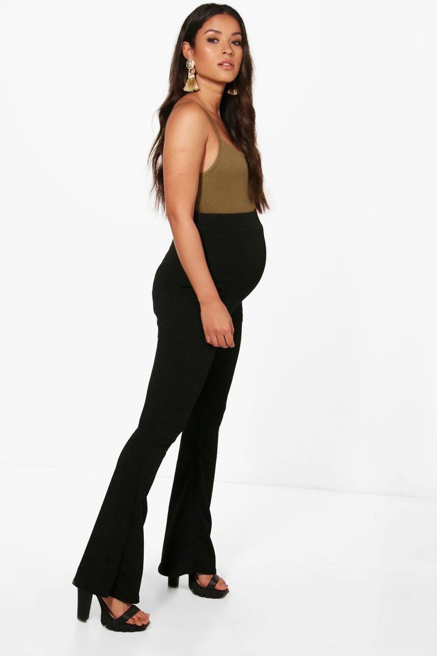 Black Maternity Stretch Skinny Flare Pants image number 1
