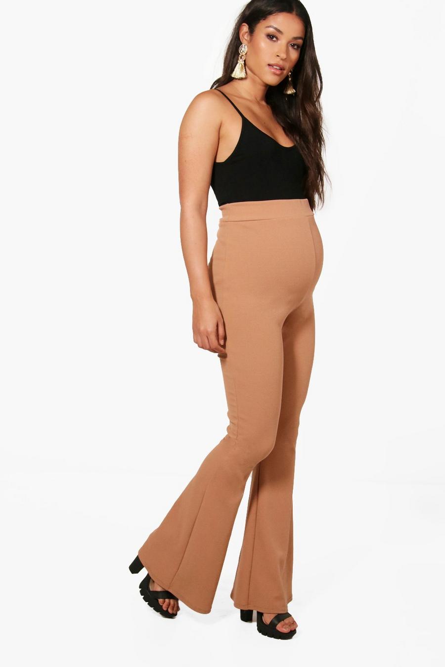 Maternity Stretch Skinny Flare Trouser, Tan image number 1