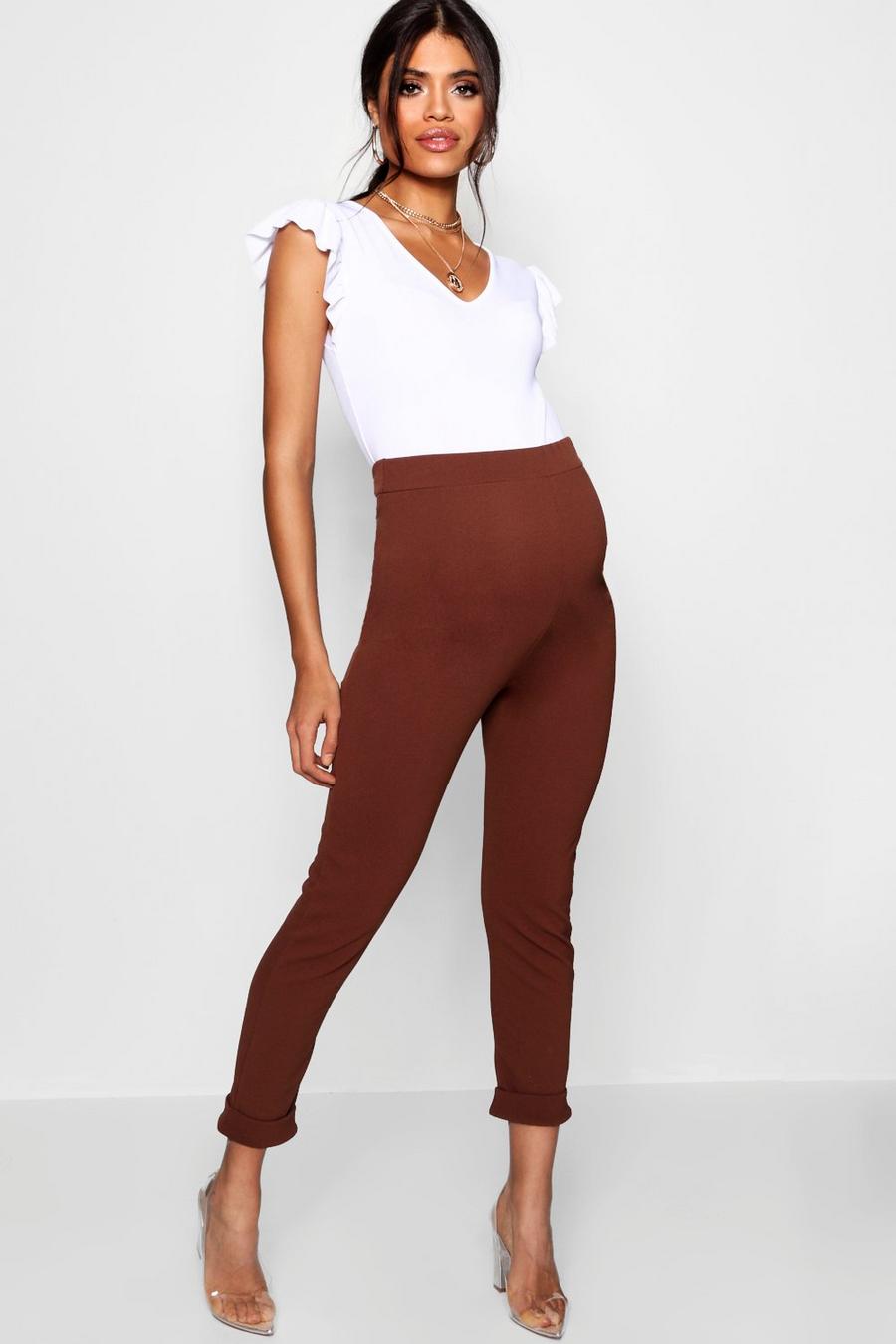 Chocolate Maternity Turn Up Cuff Pants image number 1