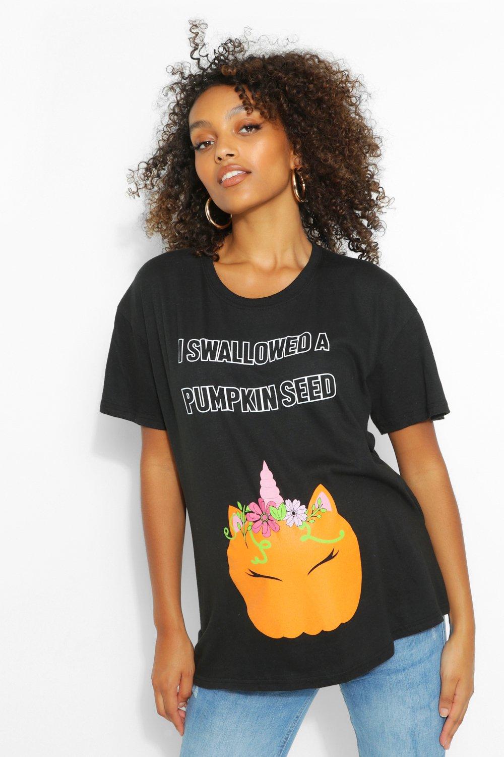 WOMENS Black Maternity 'I Swallowed A Pumpkin Seed' T-Shirt