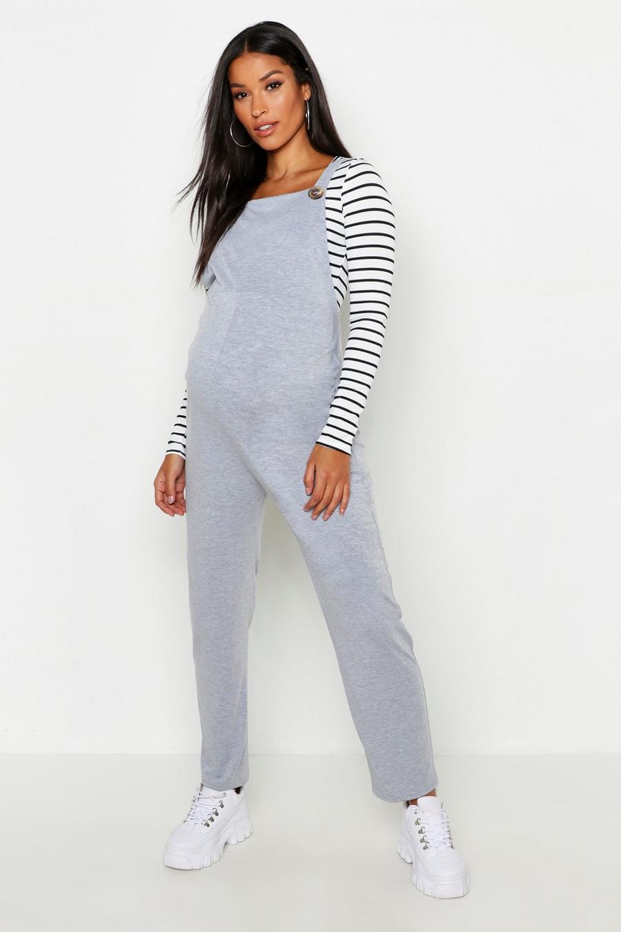 Grey marl Maternity Jersey Lounge Dungarees image number 1