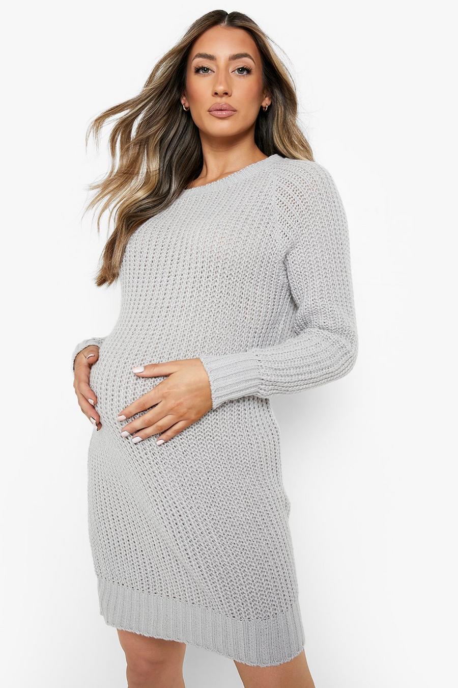 Grey marl Maternity Soft Knit Jumper Dress image number 1