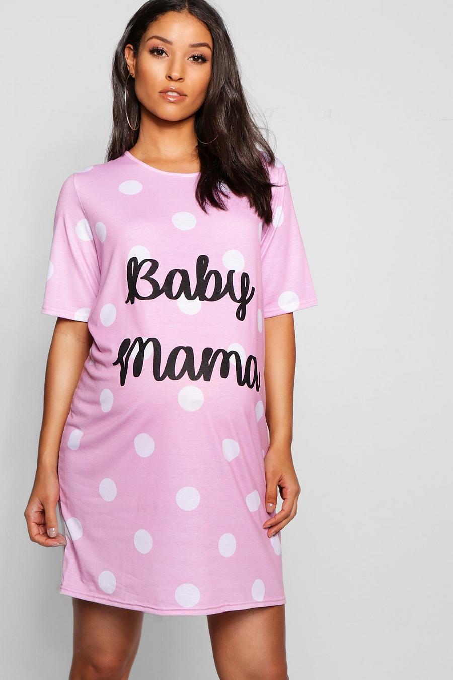 Baby pink Mammakläder Baby mama nattlinne med slogan image number 1