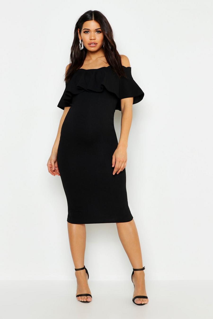 Maternity Frill Off The Shoulder Midi Dress image number 1