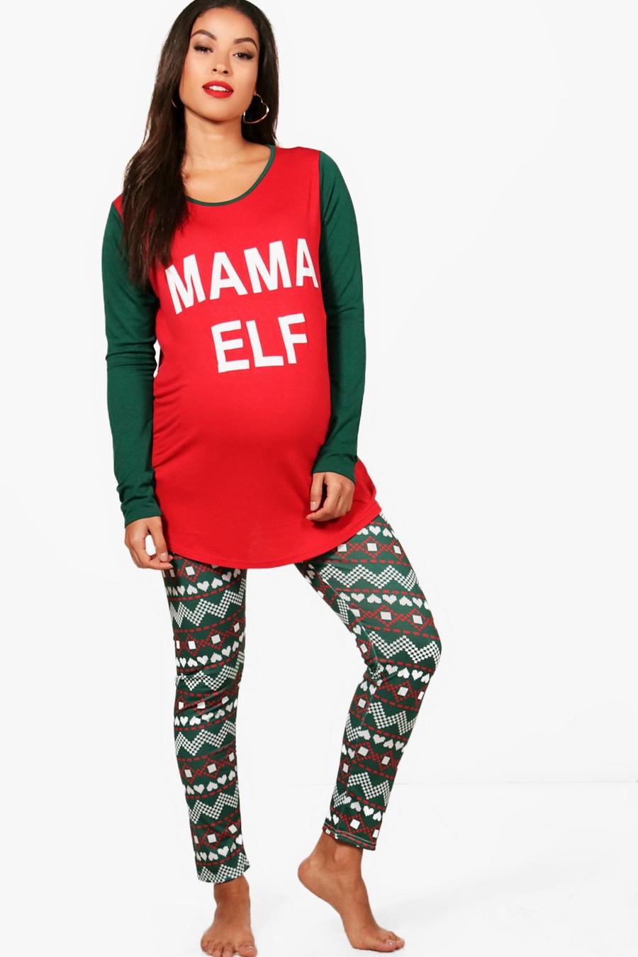 Maternity Ella Mama Elf Christmas PJ Set image number 1