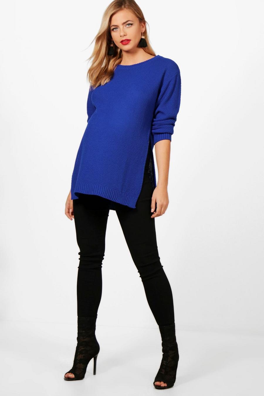 Cobalt Mammakläder - Mosstickad tröja med slitsade sidor image number 1