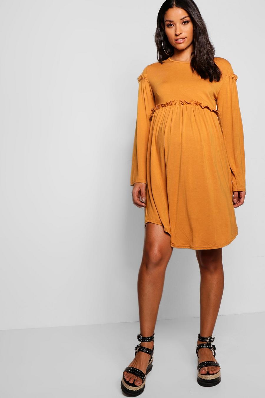 Caramel Maternity  Long Sleeve Smock Dress image number 1